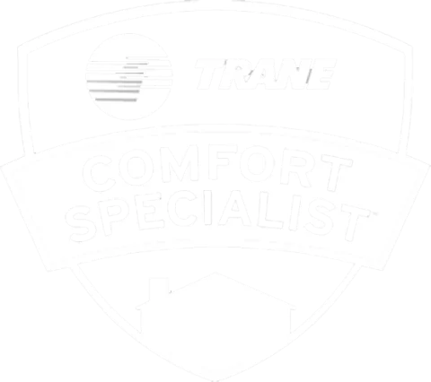 Trane Comfort Specialist shield logo badge with house icon and circular brand mark